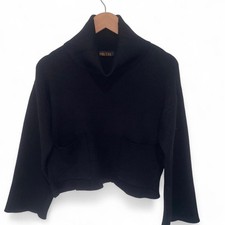 TRUTH by Republic Black Cowl Neck Sweater Boxy Cropped Knit with Pockets Small