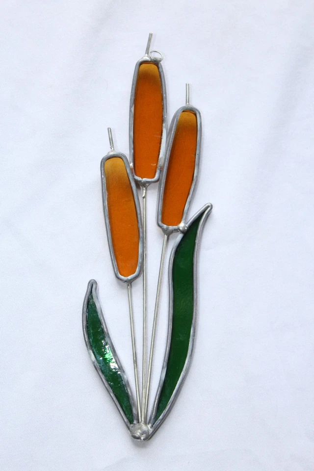 De colección Tiffany vitral con plomo colas de gato atrapasol 7" T decoración de granja Foto 3 de 4