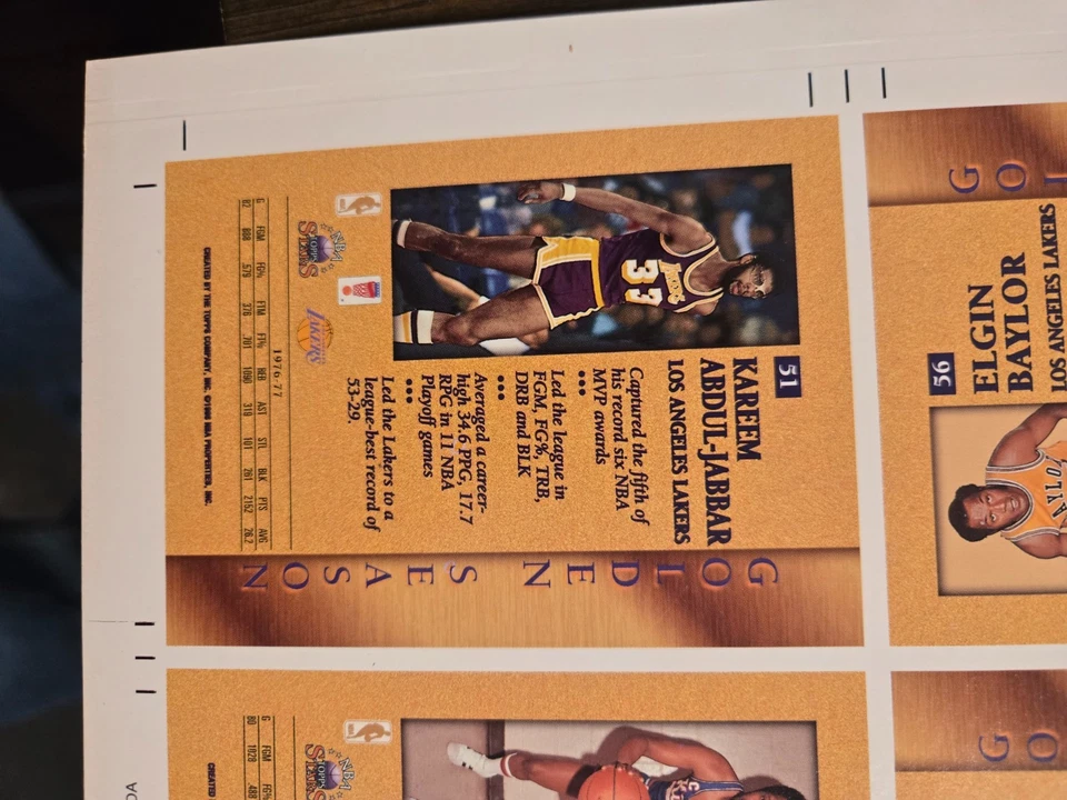 Hoja de 88 tarjetas de baloncesto Topps 1996-97 sin cortar - Jordan, Shaq, Pippen, Barkley Foto 4 de 4