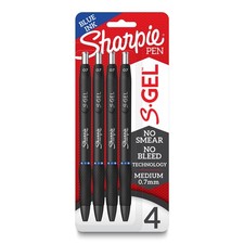 Sharpie S-Gel Gel Pens Medium Point 0.7mm Blue 4 Count Pack of 1 ,