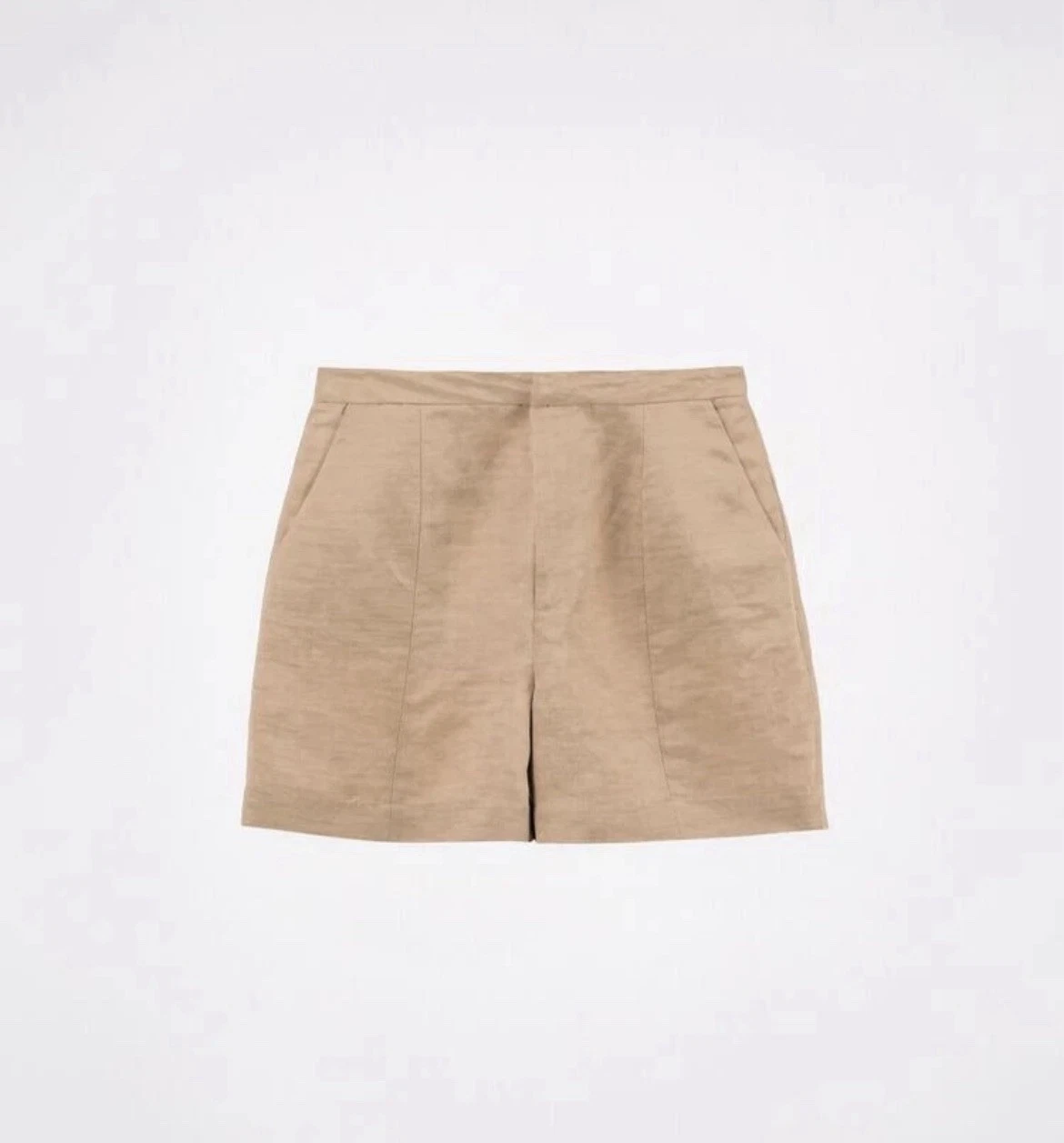 Zara Shorts Womens Size S Beige Linen Blend Pleated Preppy Safari Casual NWT