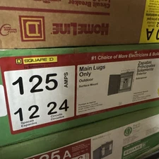 NEW Square D - HOM1224L125PRB 125-Amp 12-Space 24-Circuit Outdoor Main Lugs