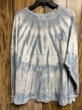 PINK Victoria's Secret Blue Tie Dye Pullover Sweatshirt Crew Neck M Long Sleeve