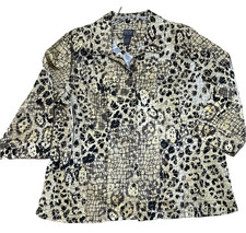 Chico s Additions Size 3 Cottonland Animal Print Button-Down Top 3/4 Sleeve