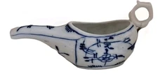 Antique Meissen Porcelain Invalid Baby Feeder Blue White Blue Onion Pap Boat