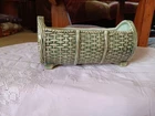 McCoy Pottery MCM Green Basket Weave Planter 7x4
