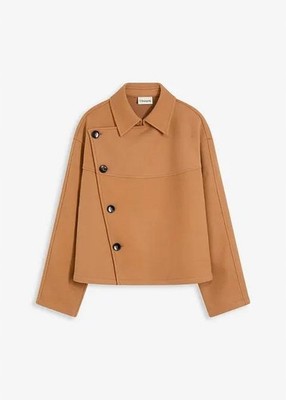 Jacke in Wolloptik Gr. 42 Camel Damenjacke Mantel Neu*