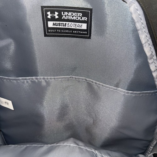 Under Armour Black Unisex Backpack Bag Hustle 5.0 Team Water Resistant Airborne - Picture 8 of 9