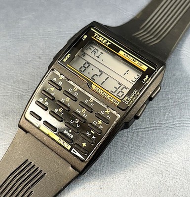 Rare Vintage Timex Hotline 100 LCD Calculator Databank Digital Mens Watch  1994