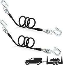 2 Packs Trailer Safety Cables 44.5 Coiled Towing Chain 5000 Lbs Break Strengt