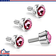 License Plate Screw Fastener Kit 4pcs Bling Crystal Aluminum Anti-thcolor Pink License Plate Screw Fastener Kit 4pcs Bling Crystal Aluminum Anti-thcolor Pink