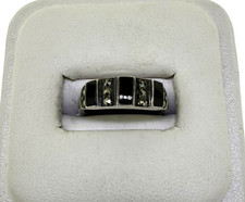 Sterling Silver Onyx  Marcasite Band Ring Size 5 Vintage Style 3.0g