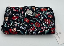 Vera Bradley RFID Riley Turnlock Wallet Perennials Noir New With Tags