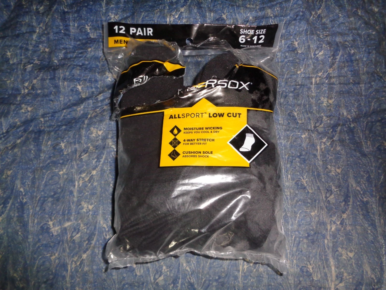 Men's Powersox All Sport Moisture Wicking Low Cut Socks 12 Pair Black Large 6-12
