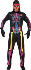 Neon Skeleton Bones Mens Costume Size XL