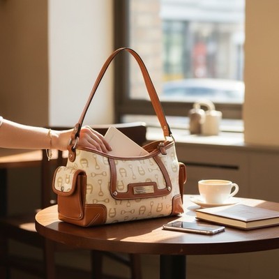 Vintage Y2K Etienne Aigner Monogram Brown Tan Small Preppy 