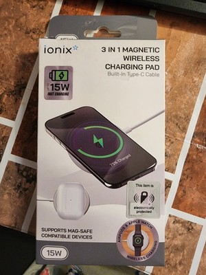 ionix 3 in 1 Magnetic Wireless Charging Pad 15W Type-C Cable MagSafe