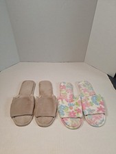 Dearfoam Slippers Slip On Woman's 9 Brown/ Multicolored Floral Cushioned