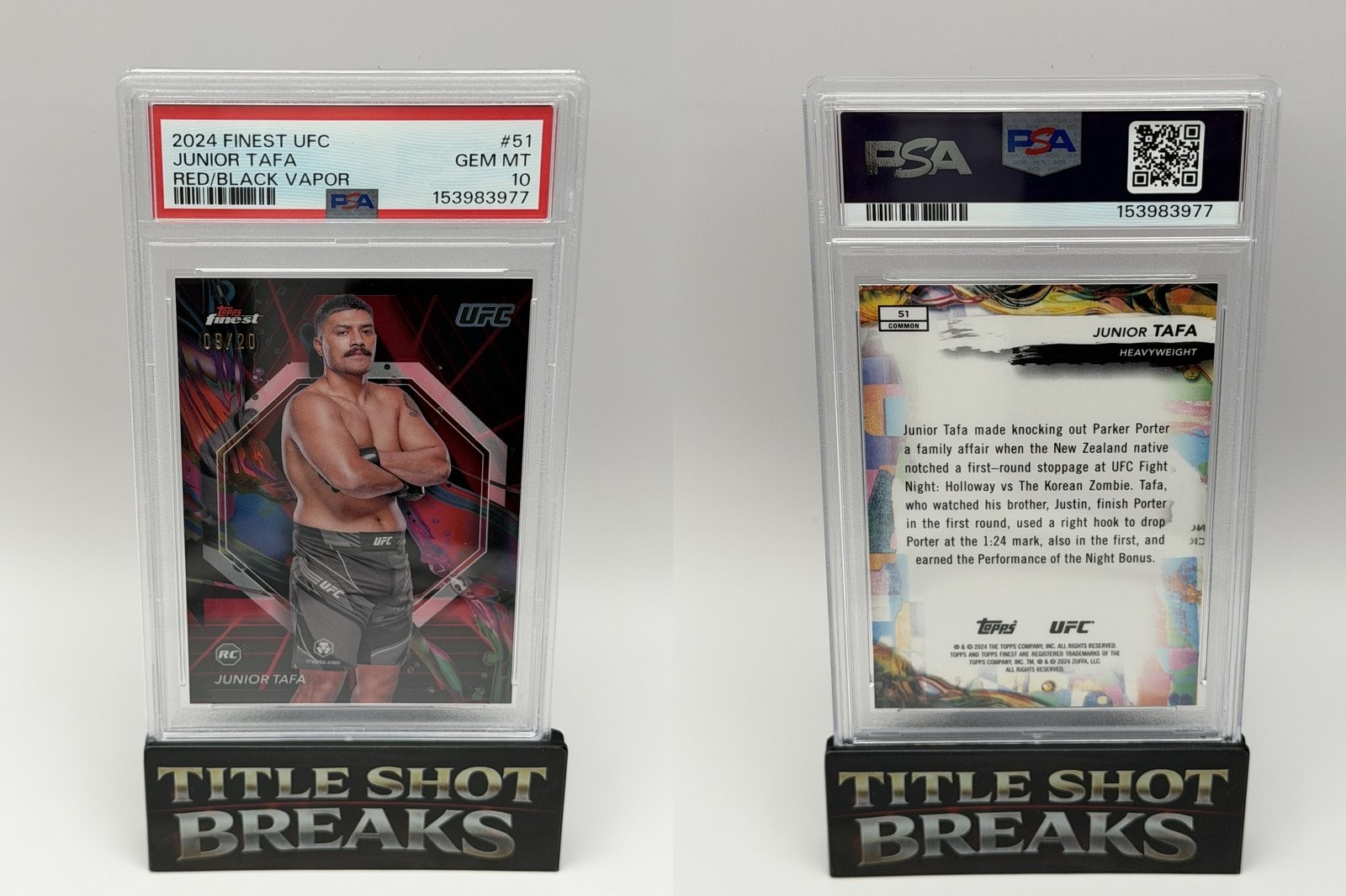 2024 Topps Finest UFC JUNIOR TAFA Red Black Vapor /20 PSA 10 view 3