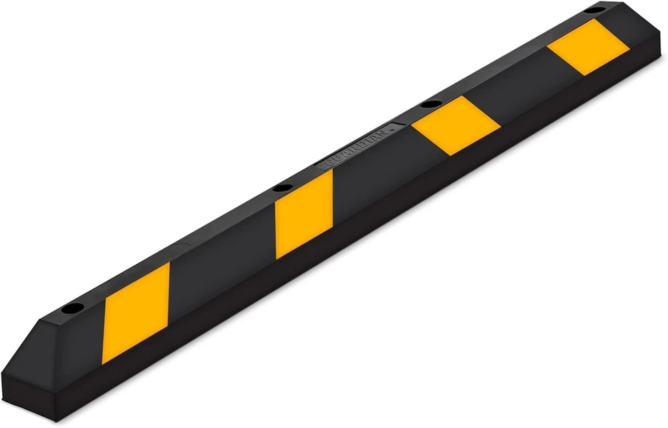 6-Foot Long Durable Rubber Parking Stop with High-Visibility Yellow Stripes - Image 3 of 4