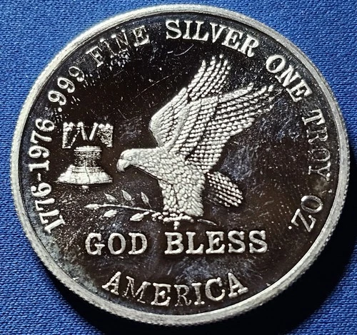 A 1976 Tri-State Refining Mint Eagle Bell Bullion-999 Silver 1 Ozt Art Round