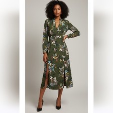 Zara Floral Green Midi Dress size S
