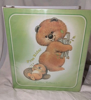 Vtg Mead Critter Sitters 3 Ring Binder Beaver Free Ride 80s