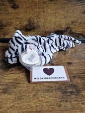Ty Blizzard White Tiger Beanie Baby Soft Plush Toy with Tags Retired