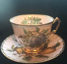 Tazza e piattino frutta vintage Royale Swan Fine Bone China