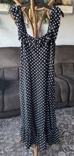 Kate Spade New York Black White Polka Dot Sleeveless Ruffle Maxi Dress L