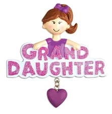 Granddaughter with Dangling Heart Personalized Christmas Tree Ornament