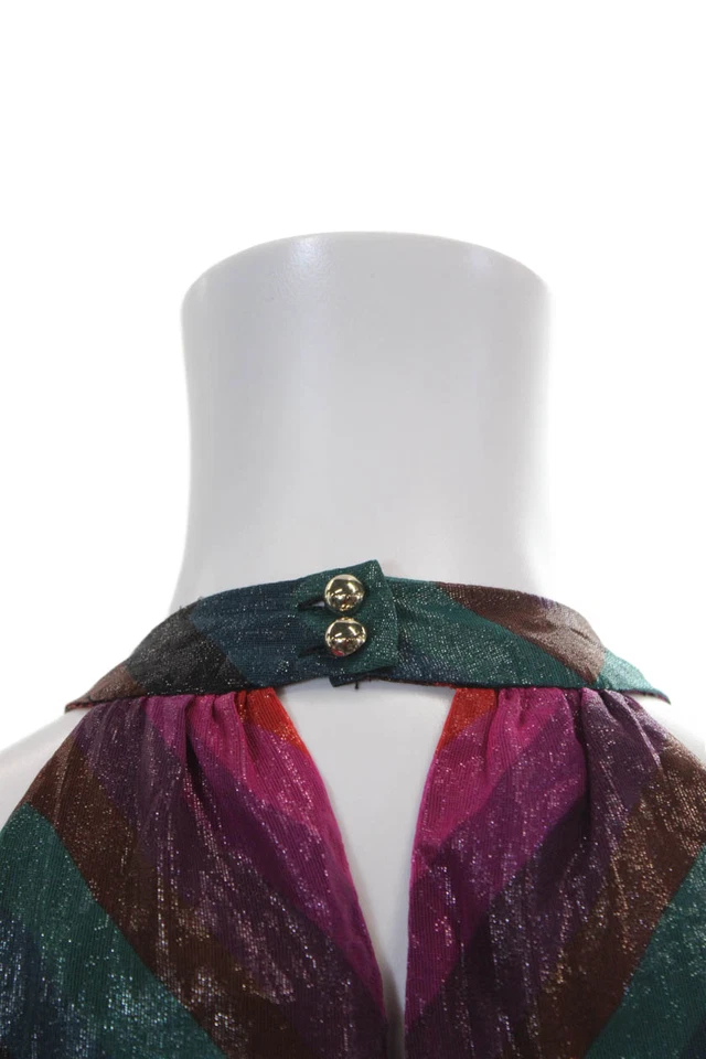 Blusa sin mangas brillante de seda con cuello en V Trina Turk para mujer talla múltiple M Foto 4 de 4