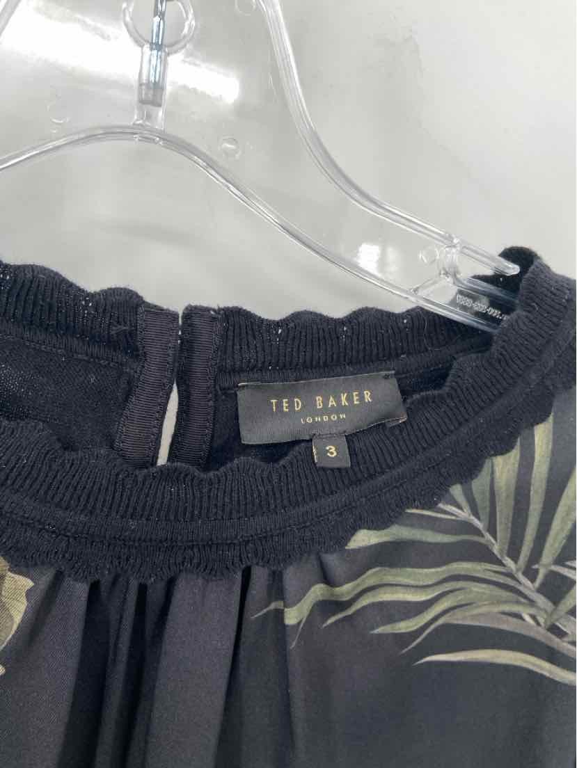 Pre-Owned Ted Baker Black Size 3/8 Floral T-shirt