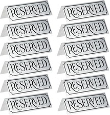 Reserved Table Signs 12-Pack 5 x 2 x 1 in Etched Silver Metal Reserved Seating