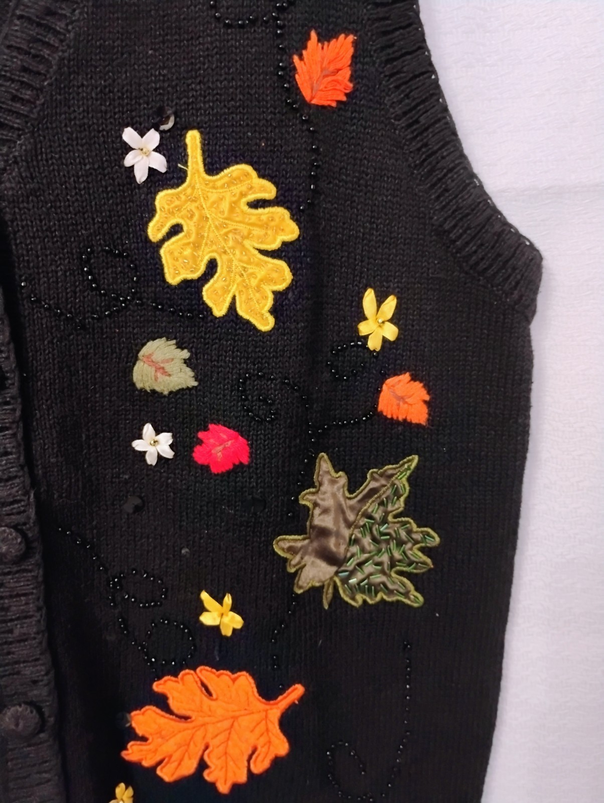 Vtg Fall Leaves Basic Editions CardiganSweater Ve… - image 3