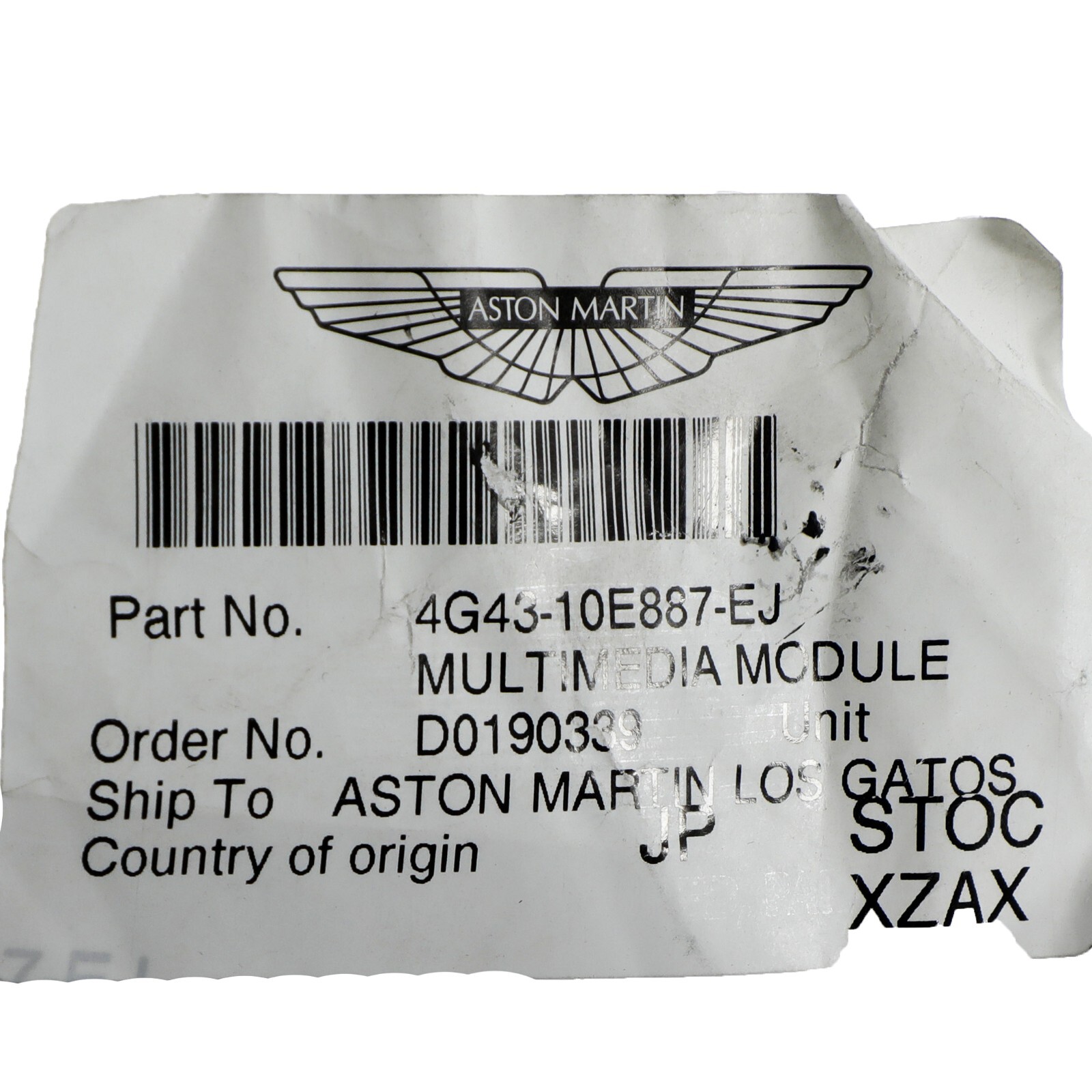GENUINE ASTON MARTIN MULTIMEDIA MODULE UNIT OEM NEW 4G43-10E887-EJ