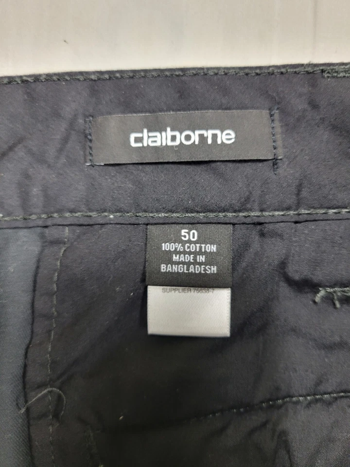Claiborne Shorts Men's Size 50 Black Flat Front Slash Pockets - Image 2 of 4