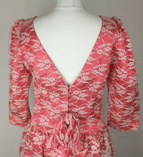 Edna Pullinger True Vintage Dress Exclusive Dressmaker Floral Net Lace Size M - Picture 11 of 12