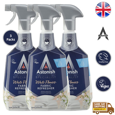 Astonish Fabric Refresher Spray Erfrischende Teppiche weiße Blumen 750ml 3 Packungen