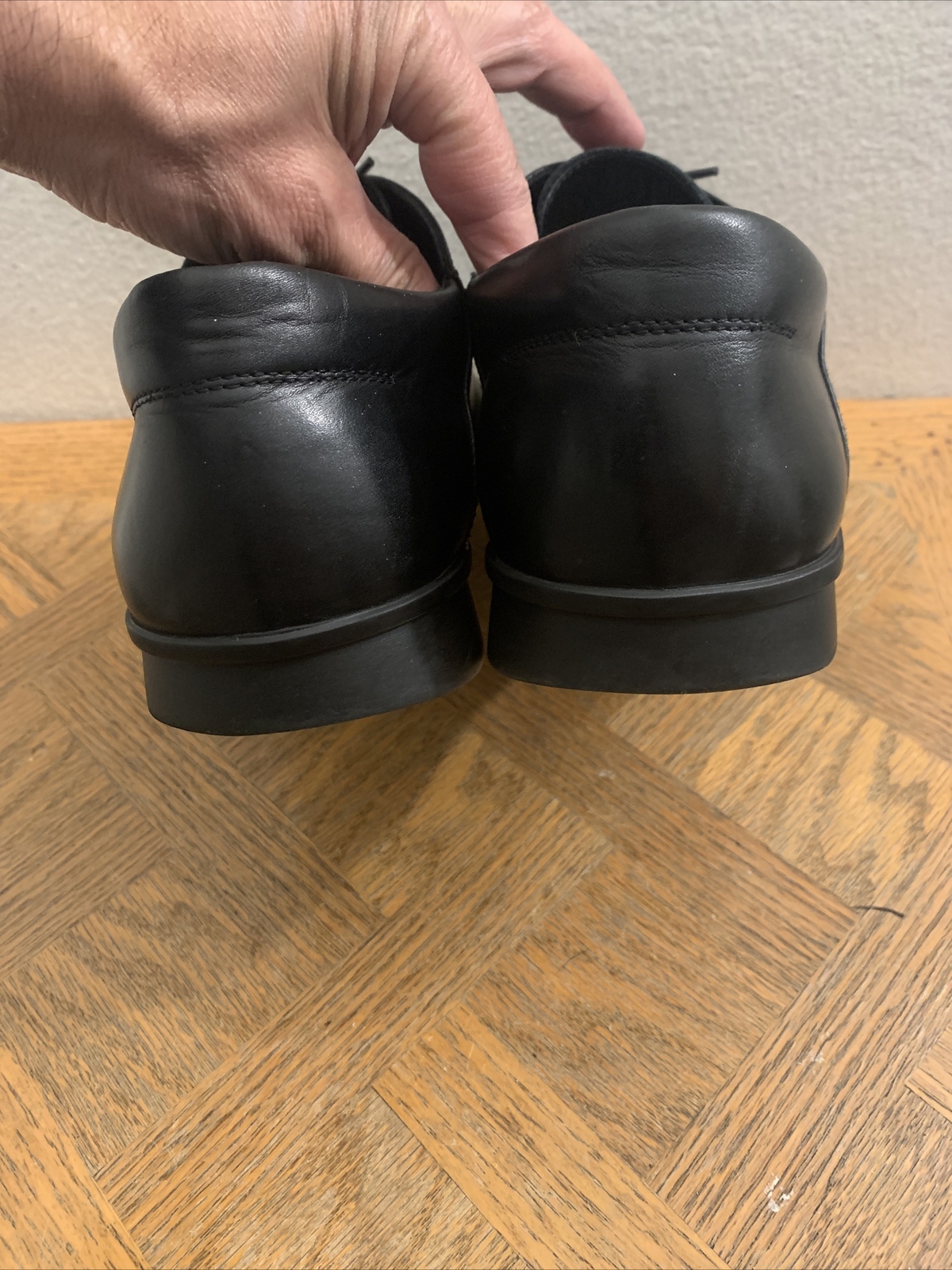 Ermenegildo Zegna Black Plain Toe Dress Shoes Size 12… Gem