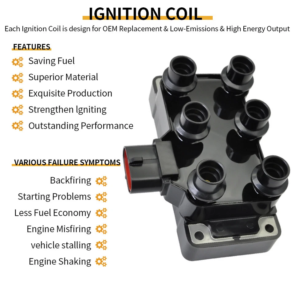Ignition Coil & 6 Spark plug & 6 wire For Ford Mazda Explorer Spark V6 OE# FD480 - Image 3 of 4