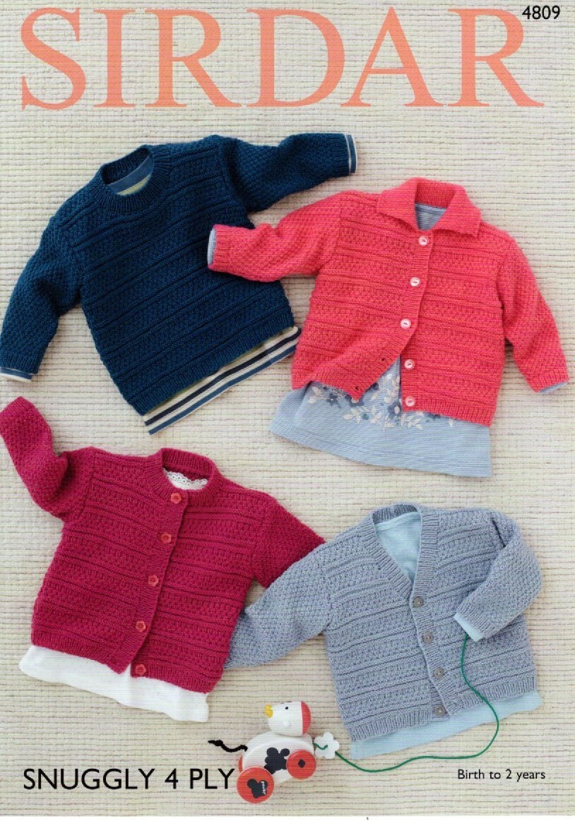 Sirdar Snuggly 4 Ply Knitting Pattern - 4809 Cardigans, Jacket & Sweater