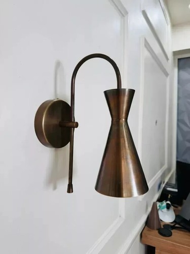 Mid Century Bedroom Brass Wall Scone Vintage Wall Sconce Light Brass Wall Scone - 第 3/9 張圖片