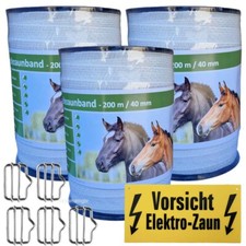 Weidezaunband 40 mm  12 Niro +5 Verbinder+1 Warnschild  600 m weiss