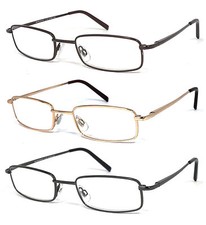 Rectangular Metal Frame Full Magnififed Lens Reading Glasses Power Up to 6.00