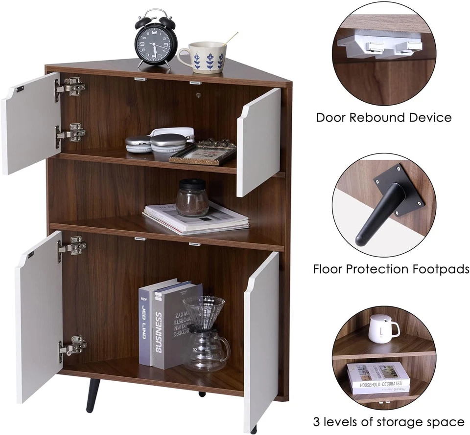 Armadio Angolare da Parete in Legno Angolo di Stoccaggio Libreria Display da Tav - Immagine 4 di 4