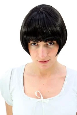 WIG ME UP Perücke Damenperücke kurz schwarz französischer Page Bob 20er glattes Haar 7804