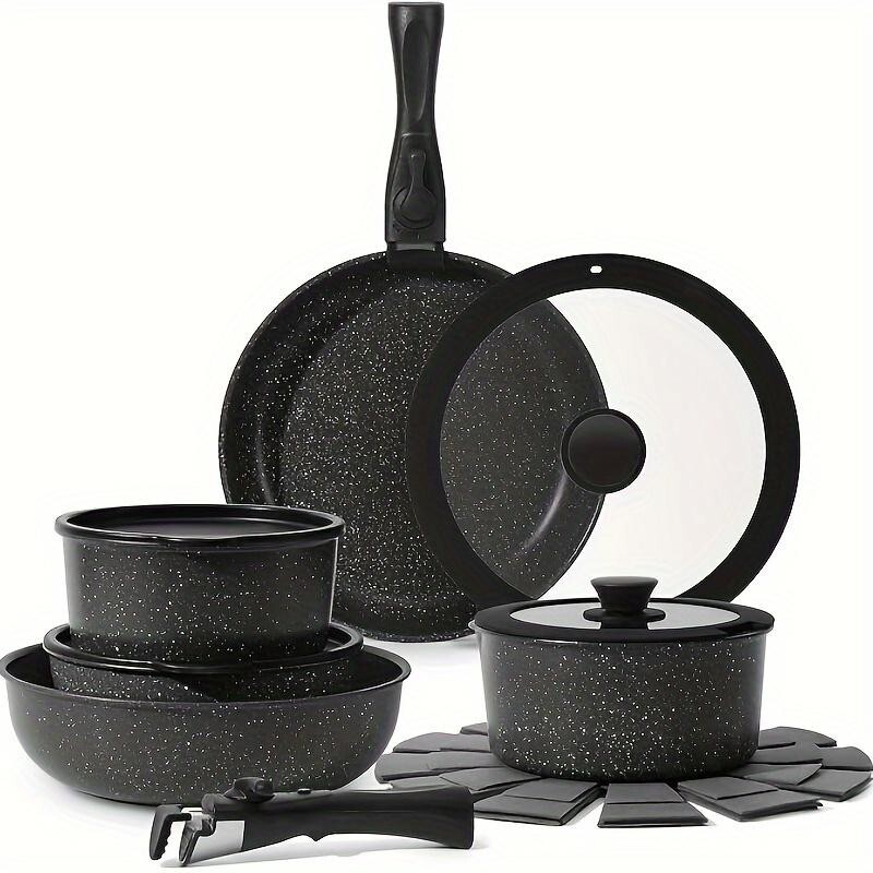 15 Pcs Pots and Pans Set Nonstick Kitchen Cookware Set with Detachable Handle