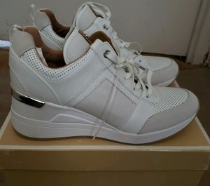 georgie woven leather trainer white