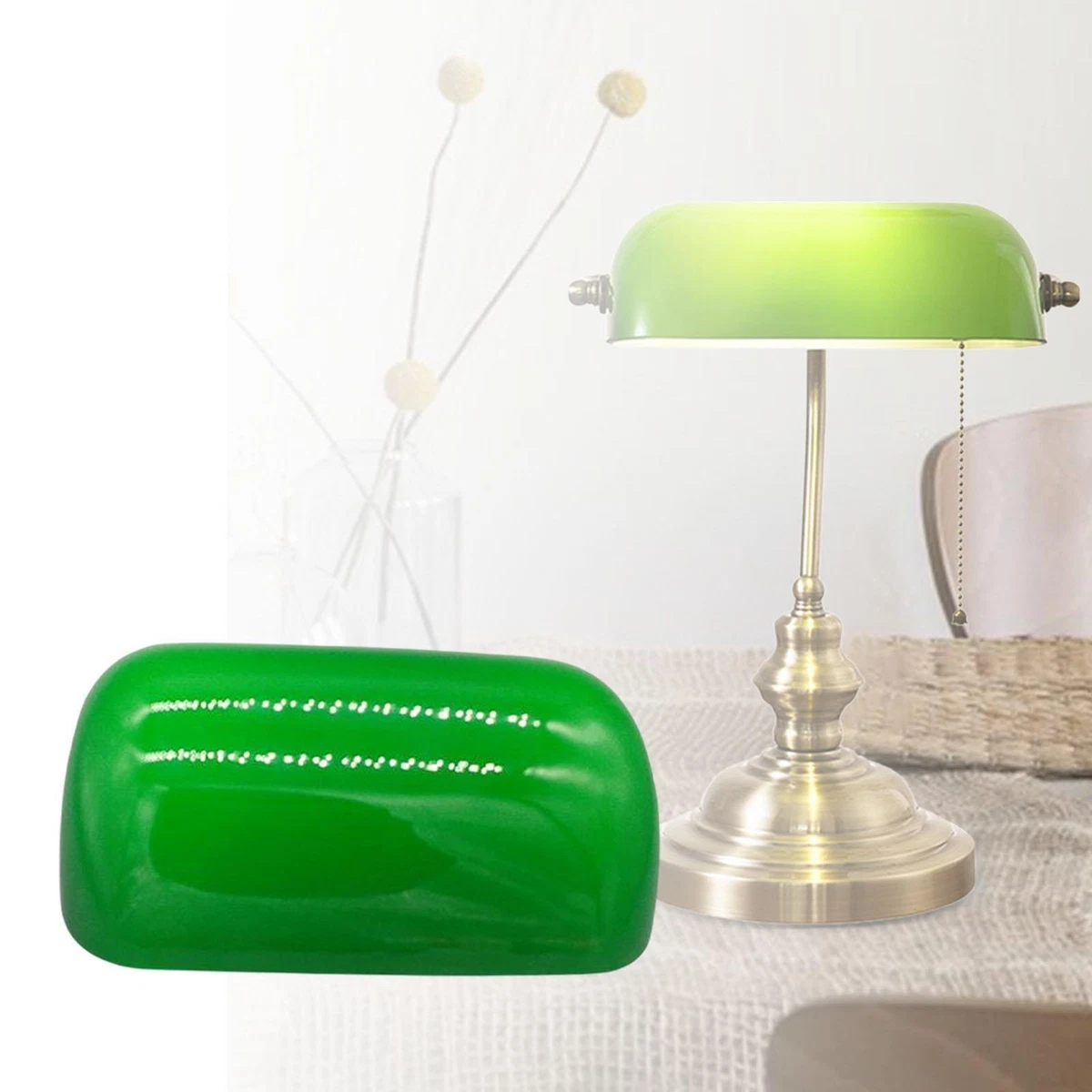 Green glass bankers lamp sale shade replacement cover